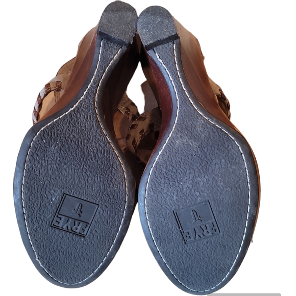 Frye Pepper Agate Stone Brown Wedges Platform Shoes Size 7 - Picture 5 of 13
